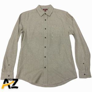 Men Arizona Jean Light Brown Long Sleeve Button Down Cotton Top Shirt M Medium